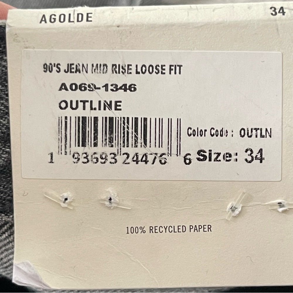 ❌SOLD❌ Agolde 90's Mid Rise Loose Fit High Rise Washed Black Denim Jeans size 34 - Picture 15 of 16